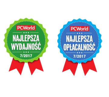 Tytuł Najlepsza Wydajność i Najlepsza Opłacalność 7/2017 wg PC World