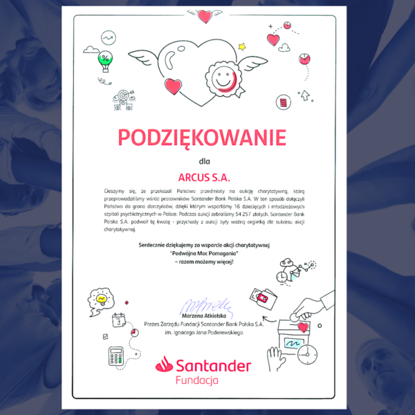 Podziękowanie Santander